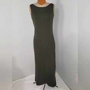 Eddie Bauer olive cotton knit maxi dress  Sz S Tall